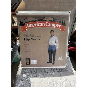 American Camper Vulcanized Fully Lined GreenRubber Hip Waders Mens 5 Steel Shank